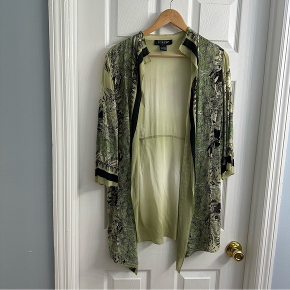 Citron Santa Monica Silk Cardigan Shawl Long Fairy Floral Green Boho Size Small - Picture 4 of 9